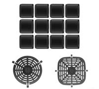 12 Pack Air Fryer Rubber Tips Replacement Parts Heat Resistant Bumpers for Grill Pan Basket Protection No Scratch Black 0.44x0.44 inch