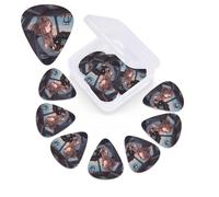 12 Pack Airplane Cockpit Guitar Picks with Organizer Storage Box, 3 Different Thickness Celluloid Guitar Pick Abstract Art Pics Plectrum for Acoustic Electric Guitar, Ukulele, Bass