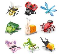 12 Pack Animals Building Block Sets,Micro Mini Animal Party Favors for Kids (9 Pack Insects)