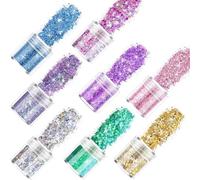 12 Pack Ariel-gxr Glitter for Eyes Cheek Hair Nails Lips Makeup, Festival Face Glitters Chunky for Party Christmas, Cosmetic Body Beauty Glitter Sparkling Crafts Decorations