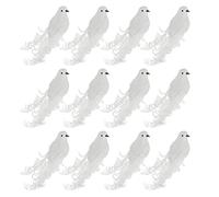 12 Pack Artificial White Doves, White Doves Decoration with Metal Clips, Simulation Feather White Mini Birds Clip on Tree Ornaments for DIY Crafts Christmas Ornaments, Wreaths, Wedding Decor(White)