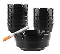 12 Pack Ashtray Set, Melamine Ashtrays, Round Ash Trays, for Home and Outdoor Use 8cm Diameter Cigarette Ashtrays, for Bars Office Restaurant or Outdoor, Black