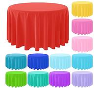 12 Pack Assorted Color Round Plastic Tablecloths Disposable Rainbow Tablecloth Colorful Round Table Covers for Rainbow Party Birthday Wedding Picnic Fiesta Home Party Decorations,12 Color,84Inch