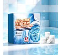 12-Pack Automatic Toilet Tank Drop-In Cleaner Tablets, Bleach Formula, Descale & Deodorize, Remove Stains & Limescale, Fresh Scent, Septic-Safe, Fits Most Toilets，1pcs