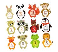 12 Pack Baby Monthly Milestone Stickers Paper Photo Props | Animal Designs, Film-coated Surface, Won't Stain Clothing, for Monthly Tracking and Sharing Growth Updates