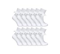 12 Pack Baby White Soft Frilly Lace Socks Sock Snob White 12-24 m