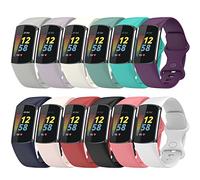 12 Pack Bands Compatible with Fitbit Charge 5 Straps, Adjustable Silicone Sport Watch Band Replacement Strap (Large)