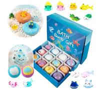 12 Pack Bath Balls Gift Set,with Surprise Toys Inside, Skin-Friendly Natural Bath Bombs Colorful Bubble Fizzies Easy to Clean Ideal Gift for Boys & Girls