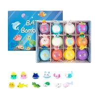 12-Pack Bath Bombs for Kids with Toys Inside, 2 Inch Child-Safe Natural Bath Bombs, Colorful Bubble Bathbombs with Surprise for Summer Fun & Birthday Gift (#A)