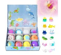 12-Pack Bath Bombs Gift Set, 2026 New Ocean Toy Bath Salt Ball Sleeve Box Bath Bombs with Surprise Spring Inside, Upgrade Easter Bubble Bath Bombs Ideal Birthday Easter for Boys & Girls (Ocean)