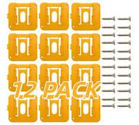 12 Pack Battery Holder, Compatible with Dewalt 20V/60V Battery DCB200 | Compatible with Dewalt 20V/60V Wall Mount Tool Holder Dock Organizer for DCB200 DCB201 DCB202, Yellow, 24 Screws, No-Battery