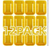 12 Pack Battery Holder Compatible with Dewalt 20V/60V Wall Mount Tool Holder Dock Organizer for DCB200 DCB201 DCB202 DCB203 DCB204 DCB205 DCB206 DCB606 DCB609,Yellow(36 Screws,No-Battery)