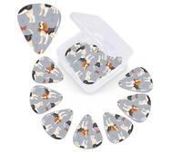 12 Pack beagle patterns Guitar Picks with Organizer Storage Box, 3 Different Thickness Celluloid Plectrums for Acoustic Guitar, Bass, Ukulele, Includes 0.46mm, 0.71mm, 0.96mm