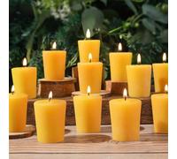 12 Pack Beeswax Votive Candles 100% Pure Beeswax Candles Bulk 15 Hours Burn Time Smokeless Bees Wax Votive Candles Unscented Beeswax Candles for Home Decor