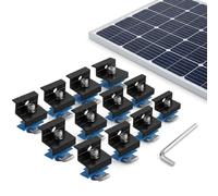 12-Pack Black Aluminum 30mm/35mm Solar Panel End Clamps for Standard Unistrut, Mounting Brackets with Hardware, for Metal, Tin, Flat & Sheet Roof Solar Installation