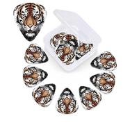 12 Pack Black and white doodle tiger Guitar Picks with Organizer Storage Box, 3 Different Thickness Celluloid Guitar Pick Abstract Art Pics Plectrum for Acoustic Electric Guitar, Ukulele, Bass