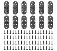 12 Pack Black Cabinet Hinges with Screws, Brass Butler Tray Hinge Round Edge - Heavy Duty Brass Hardware for Kitchen Cabinets, Wardrobe, Furniture - Easy Installation, Noise Reduction