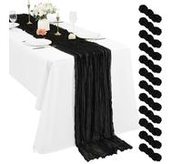 12 Pack Black Cheesecloth Table Runners 10Ft Boho Gauze Table Runner 21×120 Inch Rustic Romantic Long Table Runner for Wedding Party Bridal Shower Christmas Decoration