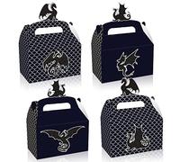 12 Pack Black Dragon Party Treat Boxes Animal Theme Party Favor Treat Box Male and Female dragon Candy Goodie Favor Boxes with Handle for Birthday Party Baby Shower Decorations Supplies