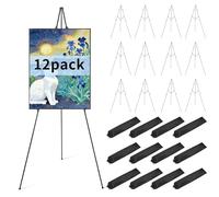 12 Pack Black Easel Stand for Sign - 66 Inch Folding Easels for Display Lightweight Adjustable Tripod Art Easel Stand - for Painting, Floor Wedding Welcome Sign Stand, Metal Easel with Portable Bags