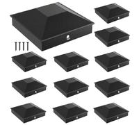 12-Pack Black Fence Post Caps with 24pcs Screws | Durable Plastic Pyramid Design for 4x4 Wooden Fences | Protect & Enhance Your Outdoor Space
