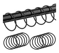 12 Pack Black Rustproof Metal Round Shower Ring Hooks for Bathroom, Changing Room, Windows, Home Decoration - Glide Easily on Curtain Shower Rods - Easy Open Close
