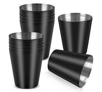 12 Pack Black Stainless Steel Shot Glasses 1 oz Metal Shot Glasses 1oz Pool Shot Glass Set of 12 Small Shot Glasses for Bar Party Cocktail Restaurant Barware Gift (ONLY 1 oz 1.5 Inch Very Small)
