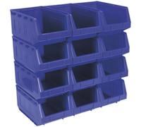 12 PACK Blue 210 x 335 x 165mm Plastic Storage Bin - Warehouse Part Picking Tray