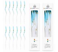 12-Pack Blue Gold Fleck Spiral Birthday Candles with Holders, Metallic | Paraffin wax, steady, minimal-drip burn. Bases protect cake. For birthdays, showers, weddings, parties. Fits cakes