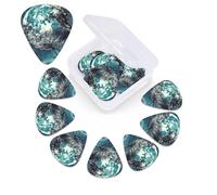 12 Pack blue moon Guitar Picks with Organizer Storage Box, 3 Different Thickness Celluloid Guitar Pick Abstract Art Pics Plectrum for Acoustic Electric Guitar, Ukulele, Bass