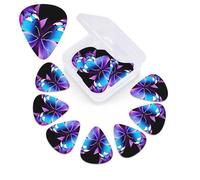 12 Pack Blue Purple Butterfly Guitar Picks with Organizer Storage Box, 3 Different Thickness Celluloid Guitar Pick Abstract Art Pics Plectrum for Acoustic Electric Guitar, Ukulele, Bass