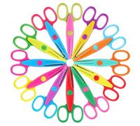12 Pack Blunt Tip Safety Scissors for Kids - Plastic Craft Scissors with Zig Zag & Scallop Edges, Serrated Blades - Teacher Supplies for DIY Crafts, Classroom, Scrapbooking, Decorative Paper Cutting