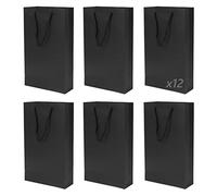 12 Pack Bottle Gift Bag, Bottle Bags for Wine, Wine Gift Bags 2 Bottles, Kraft Paper Bags with Handles for Wines Spirits, Reusable Wines Tote Bag for Birthday,Wedding,Christmas,Housewarming(Black)