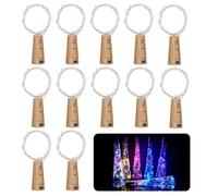 12 Pack Bottle Lights, Bottle Light with Cork 2M 20 LED String Fairy Lights Battery Operated Wine Bottles Light Copper Wire String Light for DIY, Party, Decor, Wedding Indoor Outdoor (Multicolor)
