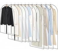 12 Pack Breathable Garment Bags with Zip, Waterproof Dustproof Garment Covers Moth Proof Dress Bags Mens Suit Storage Bag for Wardrobe Storage&Travel