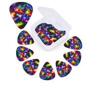 12 Pack Bright Beautiful Colorful Art Guitar Picks with Organizer Storage Box, 3 Different Thickness Celluloid Guitar Pick Abstract Art Pics Plectrum for Acoustic Electric Guitar, Ukulele, Bass