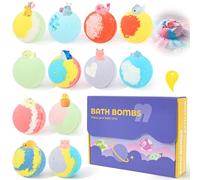 12 Pack Bubble Bath Bomb 1.97 Inch Handmade Aromatic Bath Bomb with Surprise Toy Inside for Birthday Present Kid Over 3 Years Old(Luminous Bath Ball)