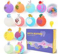 12 Pack Bubble Bath Bomb 1.97 Inch Handmade Aromatic Bath Bomb with Surprise Toy Inside for Birthday Present Kid Over 3 Years Old(Land Bath Ball)