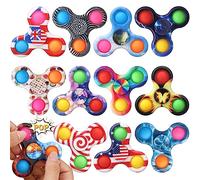 12 Pack Bubble Pop Fidget Spinner Sensory Toy, Simple Popper Squeeze Push Pop Fidget Toy For Stress Relief, Christmas Stocking Stuffer Birthday Gifts Party Favors Gift Classroom Prize