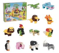 12 Pack Building Blocks Animals Toys - Mini Party Bag Filler, End of Term Gifts for Children, Party Bag Fillers for Kids, Exchange Goodie Loot, Pass The Parcel Prizes, Birthday Present Gifts, Elephant