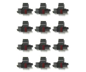 (12 Pack) Calculator Ink Roller Fits Sharp EL-1801V EL-1750V EL-1611V Casio HR-170RC HR-200RC HR-300RC Canon P23-DHV-3 and More Black/Red IR-40T CP-13 EA-772R Compatible/Replacement by COMPUMATIC