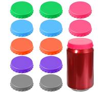 12 Pack Can Lids for Fizzy Drinks, Can Covers, Reusable Cans Toppers for Soda, Universal Fit for Standard Beer Beverage Pop Cans, Assorted Colors