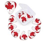 12 Pack Canadian flag Guitar Picks with Organizer Storage Box, 3 Different Thickness Celluloid Guitar Pick Abstract Art Pics Plectrum for Acoustic Electric Guitar, Ukulele, Bass