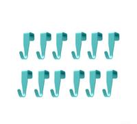 12 Pack Carbon Steel Over Door Hooks For Organizing Small Tools In Garage Workshop Shed Duty Painted Hangers No Installation Required White Blue Green Red Colors 2.56 Inch Length(blue)