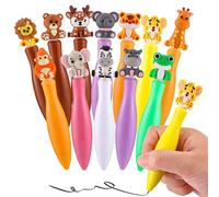 12 Pack Cartoon Bowling Pens, 0.7mm Ballpoint Pens with Silicone Toppers