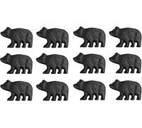12 Pack Cast Iron Bear Cabinet / Drawer Pulls - Rustic Black Matte Finish - 2” Wide Bear Shaped Knob Handles - Includes 1” Mounting Screws - Perfect for Rustic, Lodge, Cabin, or Mountain Decor