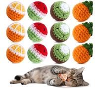 12 Pack Cat Ball Toys with Bell Inside, 1.35 Inch Hand-Knitted Wool Yarn Balls for Indoor Cats, Interactive Kitten Toys for Chasing, Boredom Relief & Self Play (Assorted Colors)