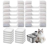 12 Pack Cat Fountain Filters + 12 Pump Sponges, Activated Carbon Replacements for 3.2L Wireless Cat Water Fountain, 3-Stage Filtration for Pet Dispenser