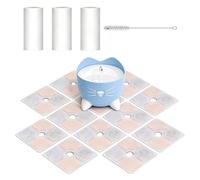 12 Pack Cat Water Fountain Filter Compatible with Catit Pixi Pet Fountain Filters, Replacement Hard Water Activated Carbon Filter Triple Filtration System with 3 Pump Tubes and 1 Hard Brush