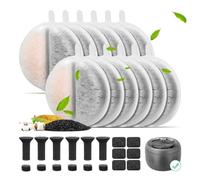 12 Pack Cat Water Fountain Filters for Lite & Premium 2.5L Drinking Fountain, Activated Charcoal and Ion Exchange Resin for Water Filtration, Replacement Filter/Foam/Sponge for 84 fl oz Pet Fountain